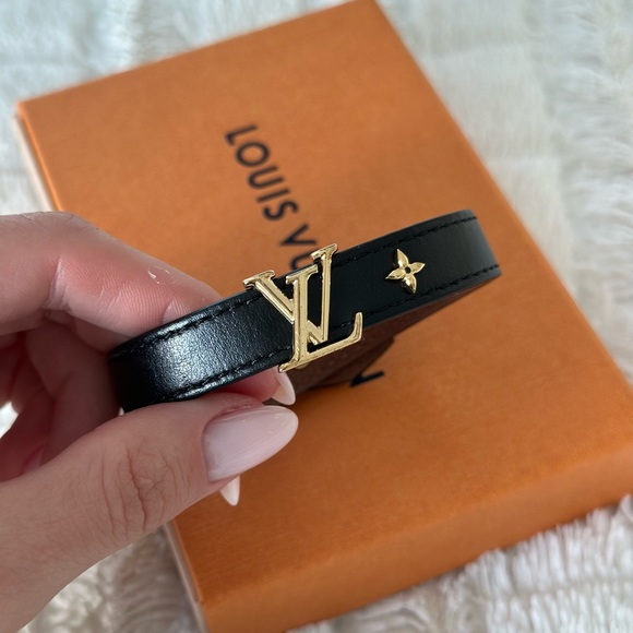 LOUIS VUITTON ICONIC bracelet size 17 black leather - Picture 7 of 15